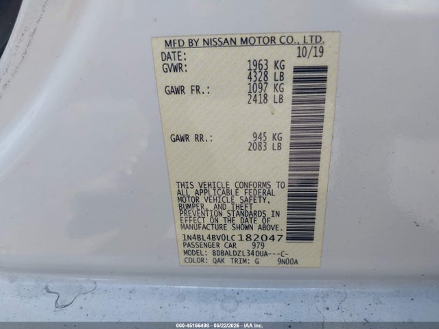 1N4BL4BV0LC182047 Nissan Altima S Fwd
