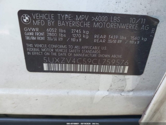 Продажа на аукционе авто 2012 Bmw X5 Xdrive35i/xdrive35i Premium/xdrive35i Sport Activity, vin: 5UXZV4C59CL759576, номер лота: 45166601