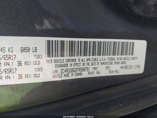 Aukcja sprzedaży 2015 Dodge Grand Caravan Se, vin: 2C4RDGBG2FR508791, numer aukcji: 45166623