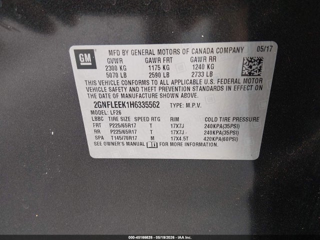 Chevrolet EQUINOX LS 2017 2GNFLEEK1H6335562 Image 9