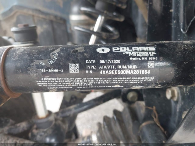 Aukcja sprzedaży 2021 Polaris Sportsman 450 H.o. Eps, vin: 4XASEE500MA281854, numer aukcji: 45166702