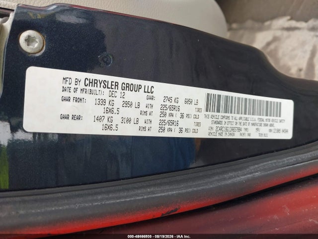 45166703 :رقم المزاد ، 2C4RC1BG1DR657884 vin ، 2013 Chrysler Town & Country Touring مزاد بيع