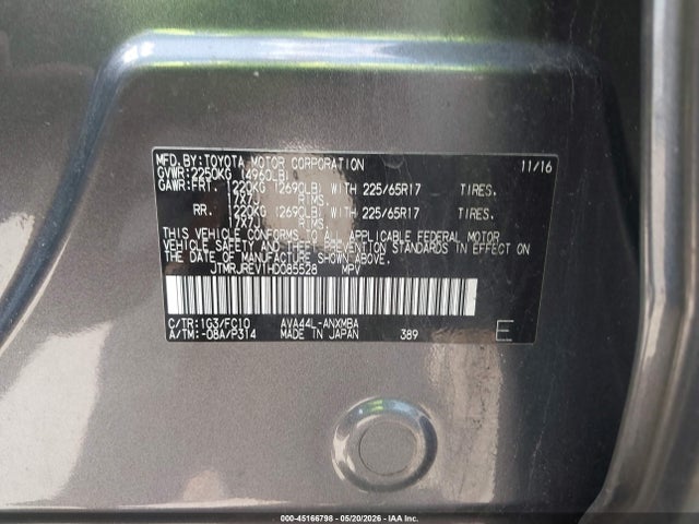Aukcja sprzedaży 2017 Toyota Rav4 Hybrid Xle, vin: JTMRJREV1HD085528, numer aukcji: 45166798