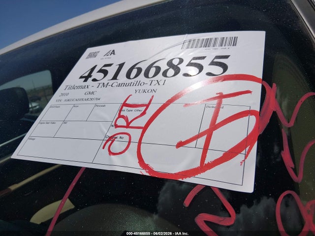 2010 Gmc Yukon Sle მანქანა იყიდება აუქციონზე, vin: 1GKUCAE0XAR285704, აუქციონის ნომერი: 45166855