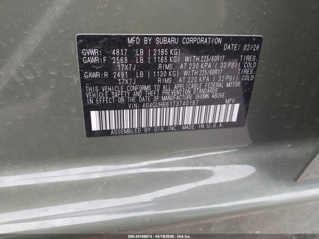 Subaru Crosstrek 2026 4S4GUHB61T3740187 Image 9