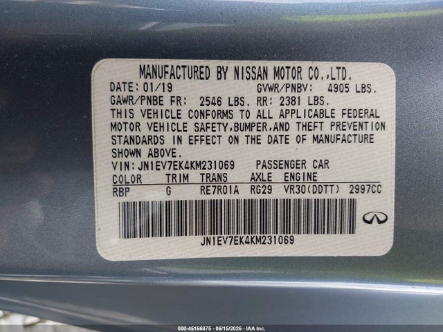JN1EV7EK4KM231069 Infiniti Q60 3.0t Luxe