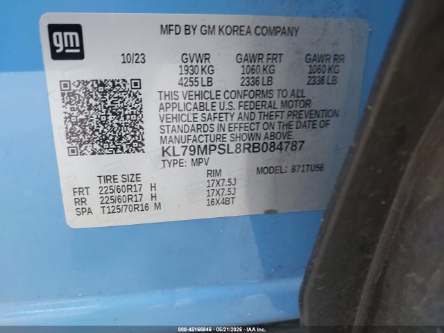 KL79MPSL8RB084787 Chevrolet Trailblazer Fwd Lt