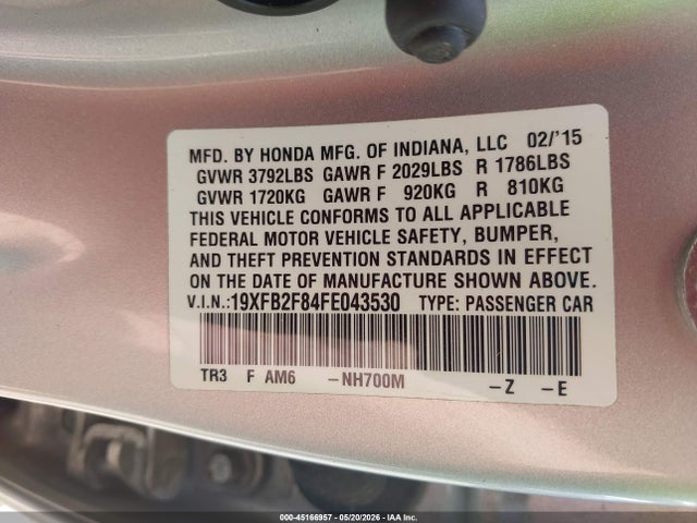 Honda CIVIC EX 2015 19XFB2F84FE043530 Image 9