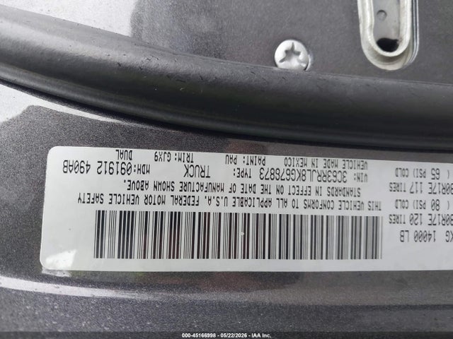 2019 Ram 3500 Laramie  4x4 8' Box მანქანა იყიდება აუქციონზე, vin: 3C63RRJL8KG678873, აუქციონის ნომერი: 45166998