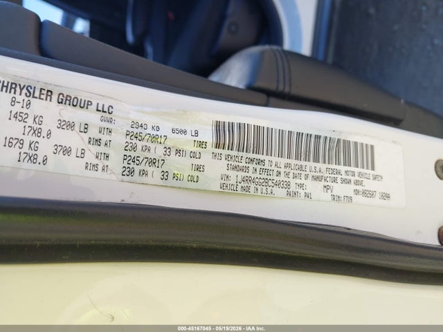 Продаж на аукціоні авто 2011 Jeep Grand Cherokee Laredo, vin: 1J4RR4GG2BC540338, номер лоту: 45167045