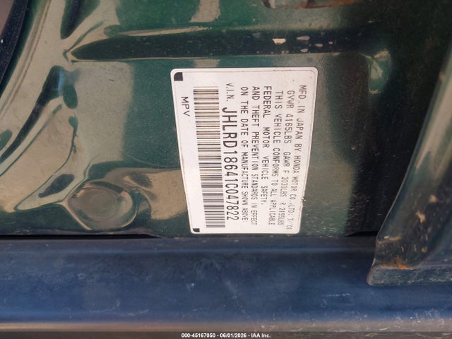 Продажа на аукционе авто 2001 Honda Cr-v Ex, vin: JHLRD18641C047822, номер лота: 45167050