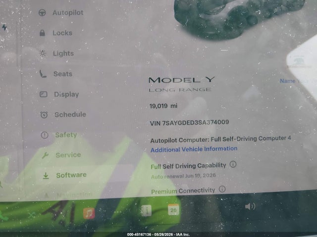 Продаж на аукціоні авто 2025 Tesla Model Y Long Range Dual Motor Rear-wheel Drive, vin: 7SAYGDED3SA374009, номер лоту: 45167136