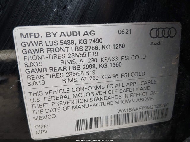 Aukcja sprzedaży 2021 Audi Q5 Premium Plus 45 Tfsi Quattro S Tronic, vin: WA1BAAFY9M2126290, numer aukcji: 45167236
