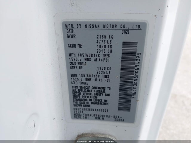 Продажа на аукционе авто 2021 Nissan Nv200  Cargo Sv Xtronic Cvt, vin: 3N6CM0KN8MK696225, номер лота: 45167259