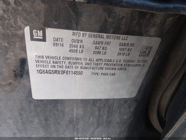 Продажа на аукционе авто 2015 Cadillac Ats Standard, vin: 1G6AG5RX0F0114590, номер лота: 45167339