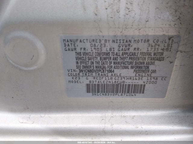 3N1CN8DV2PL871064 Nissan Versa 1.6 S Xtronic Cvt