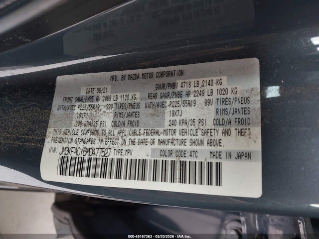 Продаж на аукціоні авто 2021 Mazda Cx-5 Carbon Edition Turbo, vin: JM3KFACY6M0477527, номер лоту: 45167363