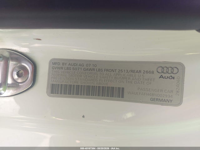 Продажа на аукционе авто 2011 Audi A5 2.0t Premium, vin: WAULFAFH4BN002934, номер лота: 45167384
