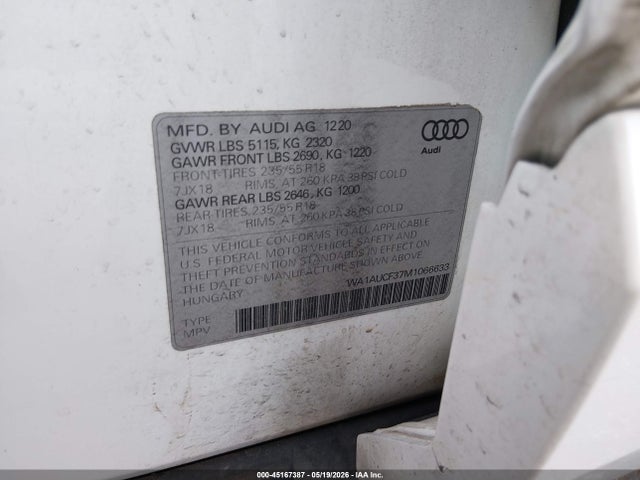 Aukcja sprzedaży 2021 Audi Q3 Premium 40 Tfsi Quattro Tiptronic, vin: WA1AUCF37M1066633, numer aukcji: 45167387