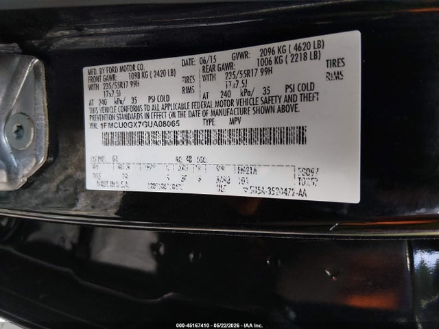 Aukcja sprzedaży 2016 Ford Escape Se, vin: 1FMCU0GX7GUA08065, numer aukcji: 45167410