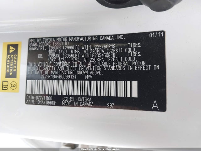 Продажа на аукционе авто 2011 Lexus Rx 350, vin: 2T2BK1BA4BC099134, номер лота: 45167414