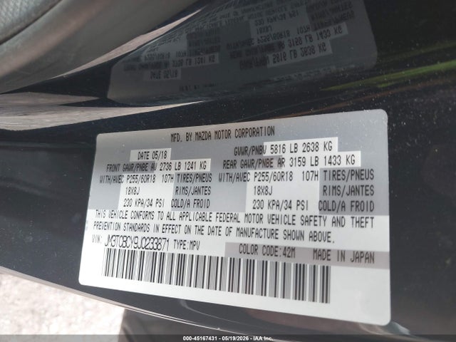 Продажа на аукционе авто 2018 Mazda Cx-9 Touring, vin: JM3TCBCY9J0233871, номер лота: 45167431