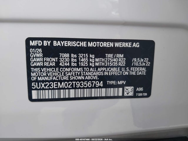BMW X7 Xdrive40i 2026 5UX23EM02T9356794 Image 9