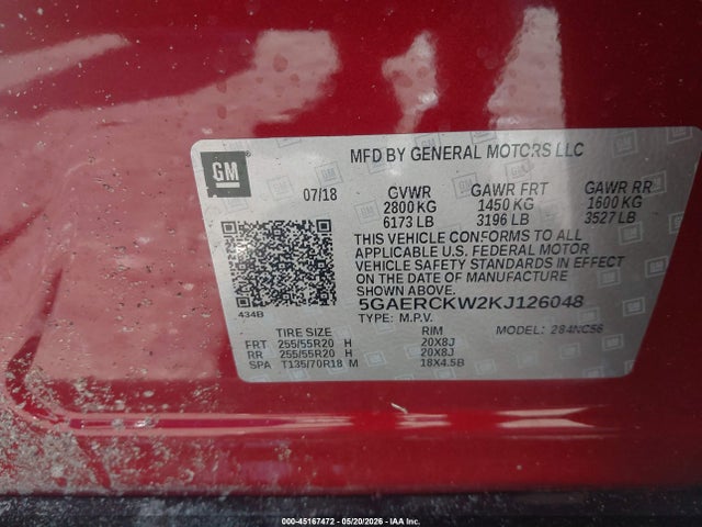 Aukcja sprzedaży 2019 Buick Enclave Fwd Premium, vin: 5GAERCKW2KJ126048, numer aukcji: 45167472