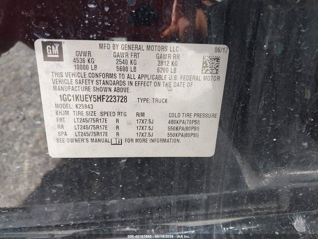 1GC1KUEY5HF223728 Chevrolet Silverado 2500hd Wt