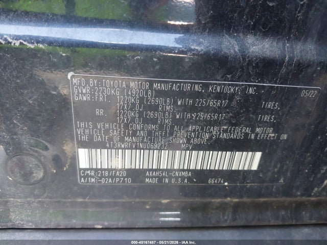 Продаж на аукціоні авто 2022 Toyota Rav4 Hybrid Xle, vin: 4T3RWRFV1NU069232, номер лоту: 45167487