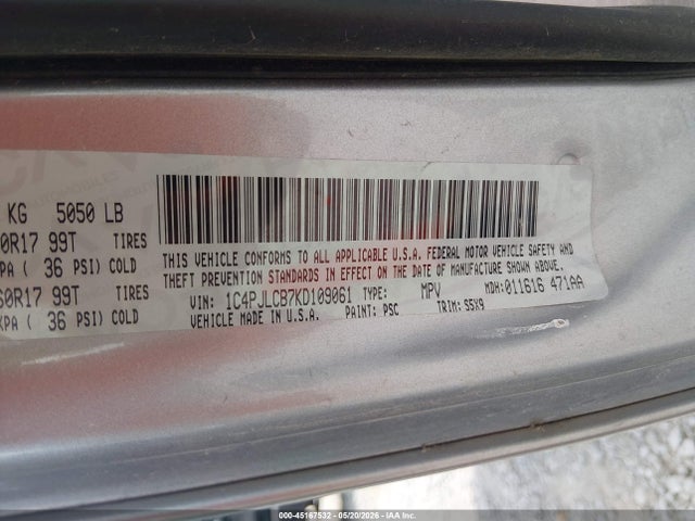 1C4PJLCB7KD109061 Jeep Cherokee Latitude Fwd