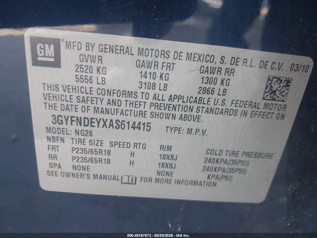 Aukcja sprzedaży 2010 Cadillac Srx Luxury Collection, vin: 3GYFNDEYXAS614415, numer aukcji: 45167573