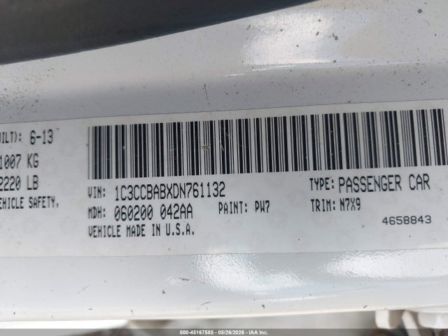 Aukcja sprzedaży 2013 Chrysler 200 Lx, vin: 1C3CCBABXDN761132, numer aukcji: 45167585