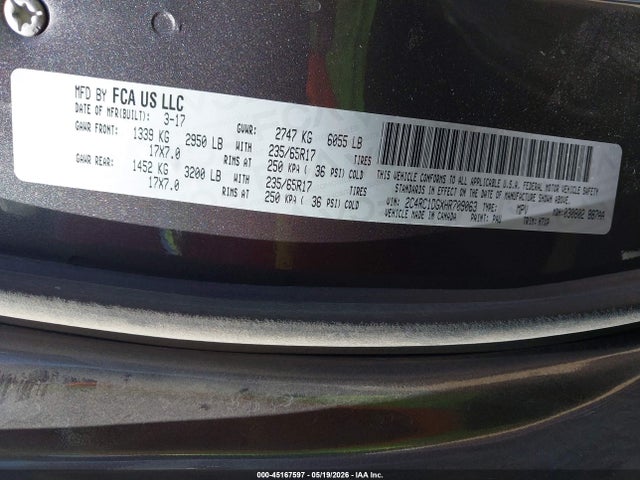 Chrysler Pacifica Touring 2017 2C4RC1DGXHR709063 Image 9