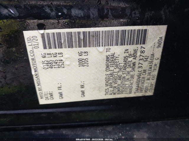 Nissan Maxima Sl Xtronic Cvt 2020 1N4AA6DV6LC373787 Image 9