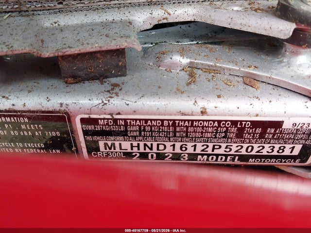 MLHND1612P5202381 Honda Crf300 L