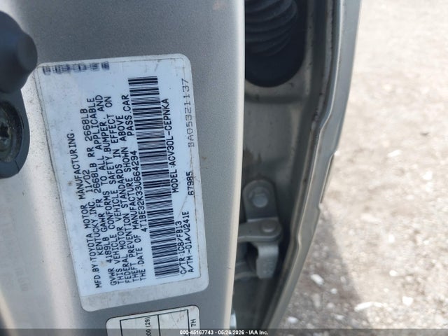 45167743 :رقم المزاد ، 4T1BE32K33U664294 vin ، 2003 Toyota Camry Le مزاد بيع