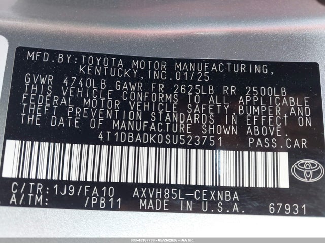 Toyota CAMRY LE 2025 4T1DBADK0SU523751 Image 9