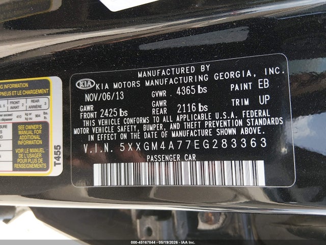 Aukcja sprzedaży 2014 Kia Optima Lx, vin: 5XXGM4A77EG283363, numer aukcji: 45167844