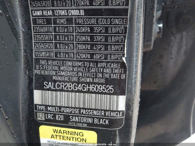 SALCR2BG4GH609525 Land Rover Discovery Sport Hse