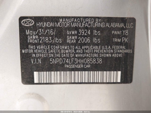 Hyundai ELANTRA SE 2017 5NPD74LF3HH085838 Image 9