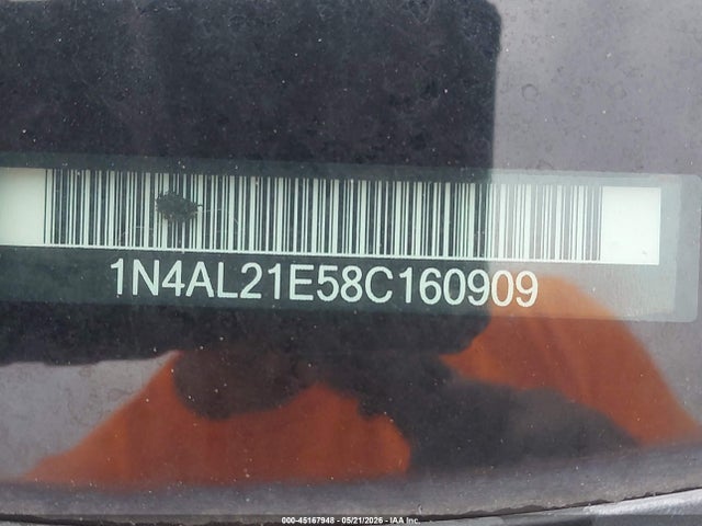 2008 Nissan Altima 2.5 S მანქანა იყიდება აუქციონზე, vin: 1N4AL21E58C160909, აუქციონის ნომერი: 45167948
