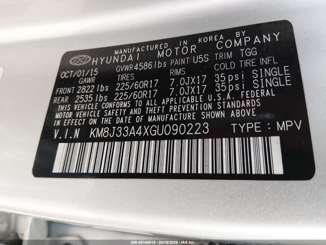 Hyundai TUCSON SE 2016 KM8J33A4XGU090223 Image 9