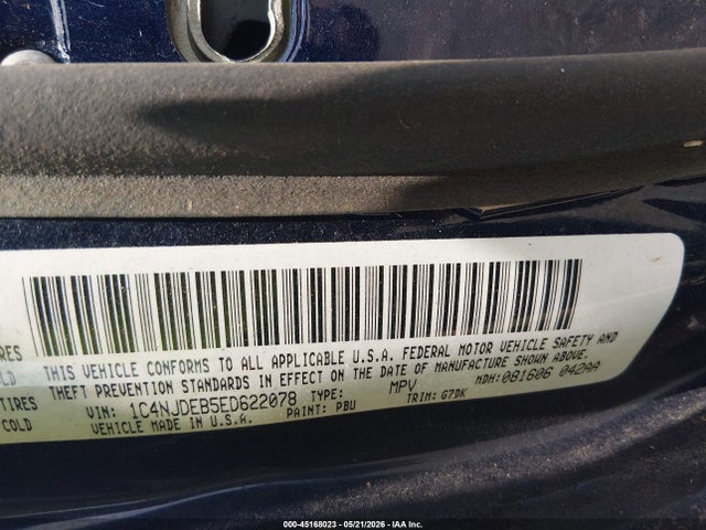 2014 Jeep Compass Latitude მანქანა იყიდება აუქციონზე, vin: 1C4NJDEB5ED622078, აუქციონის ნომერი: 45168023