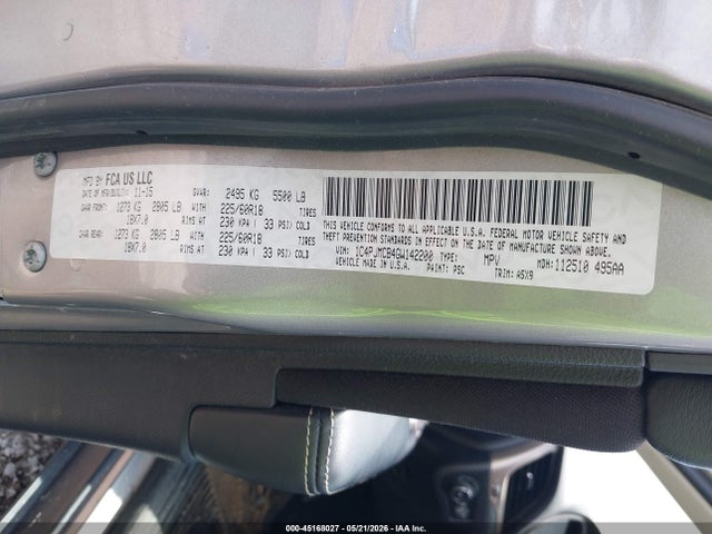 Aukcja sprzedaży 2016 Jeep Cherokee Altitude, vin: 1C4PJMCB4GW142200, numer aukcji: 45168027
