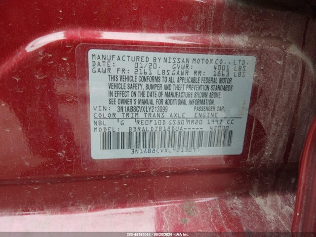 3N1AB8CVXLY213099 Nissan Sentra Sv Xtronic Cvt