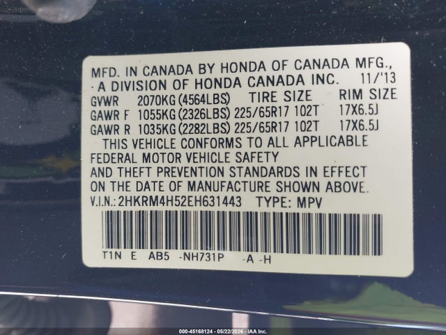 Honda CR-V EX 2014 2HKRM4H52EH631443 Image 9