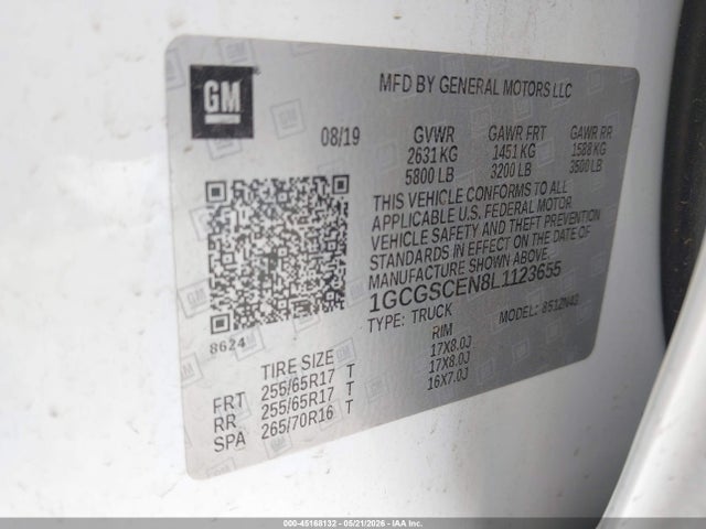 1GCGSCEN8L1123655 Chevrolet Colorado 2wd Short Box Lt