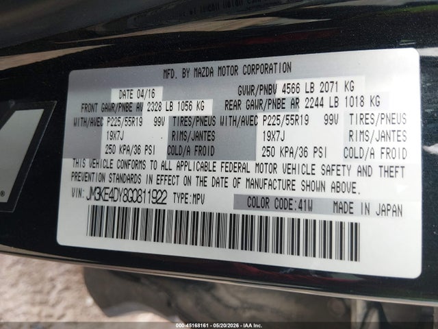 Aukcja sprzedaży 2016 Mazda Cx-5 Grand Touring, vin: JM3KE4DY8G0811922, numer aukcji: 45168161