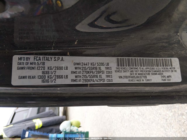 Auction sale of the 2018 Ram Promaster City Tradesman, vin: ZFBERFAB9J6L02709, lot number: 45168162